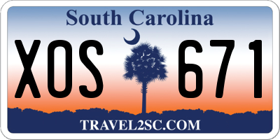 SC license plate XOS671