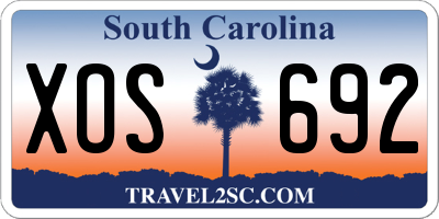 SC license plate XOS692