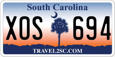SC license plate XOS694