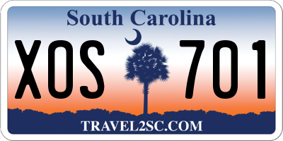 SC license plate XOS701