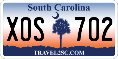SC license plate XOS702