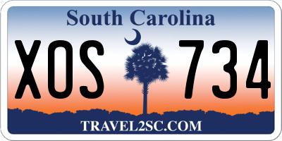 SC license plate XOS734
