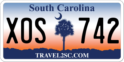 SC license plate XOS742