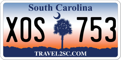 SC license plate XOS753