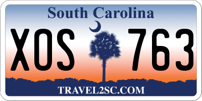 SC license plate XOS763