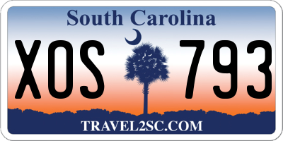SC license plate XOS793