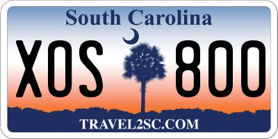 SC license plate XOS800