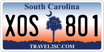 SC license plate XOS801