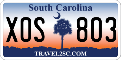 SC license plate XOS803