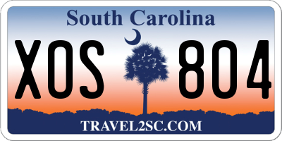 SC license plate XOS804