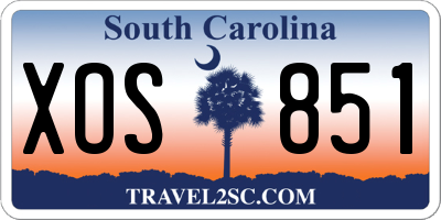 SC license plate XOS851