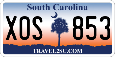 SC license plate XOS853