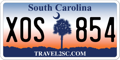SC license plate XOS854