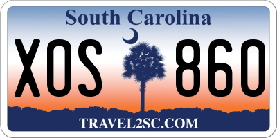 SC license plate XOS860