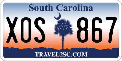 SC license plate XOS867