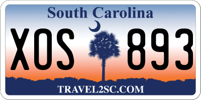 SC license plate XOS893