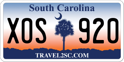 SC license plate XOS920