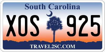 SC license plate XOS925