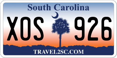SC license plate XOS926