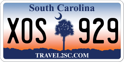 SC license plate XOS929