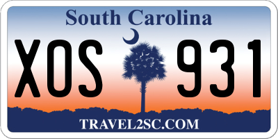 SC license plate XOS931