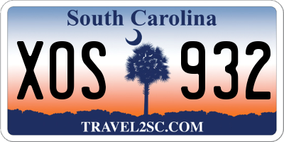 SC license plate XOS932
