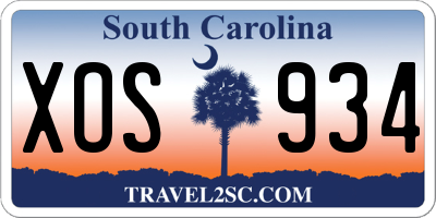 SC license plate XOS934