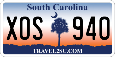 SC license plate XOS940