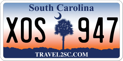 SC license plate XOS947