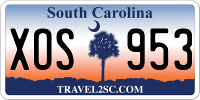 SC license plate XOS953