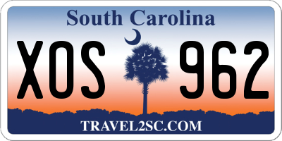 SC license plate XOS962