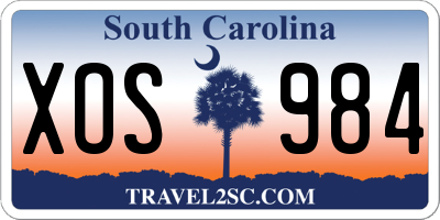 SC license plate XOS984