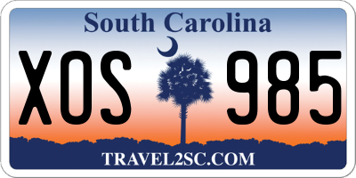 SC license plate XOS985