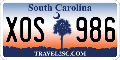 SC license plate XOS986