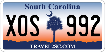 SC license plate XOS992