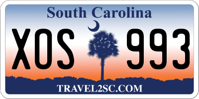 SC license plate XOS993