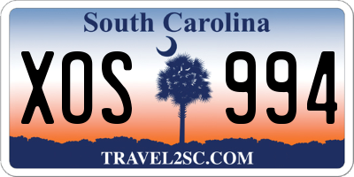 SC license plate XOS994