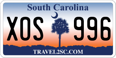 SC license plate XOS996
