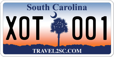SC license plate XOT001