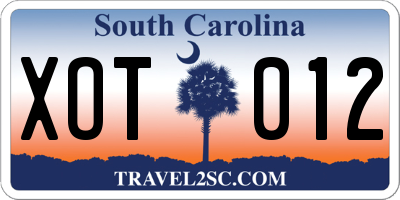 SC license plate XOT012