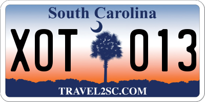 SC license plate XOT013
