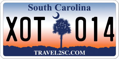 SC license plate XOT014