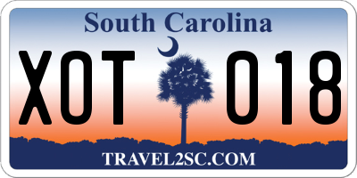 SC license plate XOT018