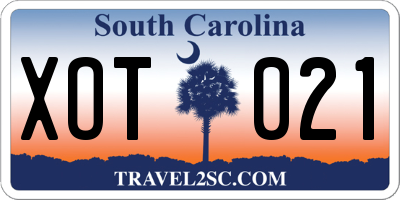 SC license plate XOT021