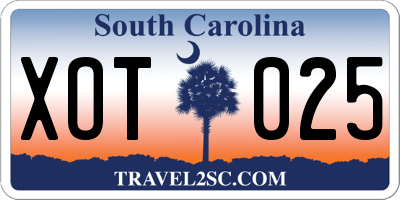 SC license plate XOT025