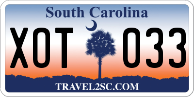 SC license plate XOT033