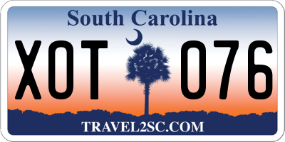 SC license plate XOT076