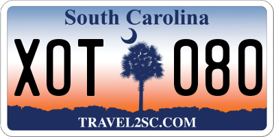 SC license plate XOT080