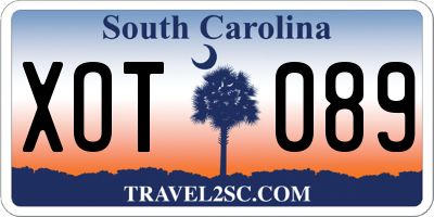 SC license plate XOT089