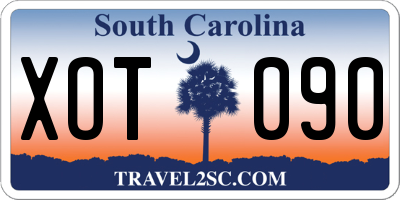 SC license plate XOT090